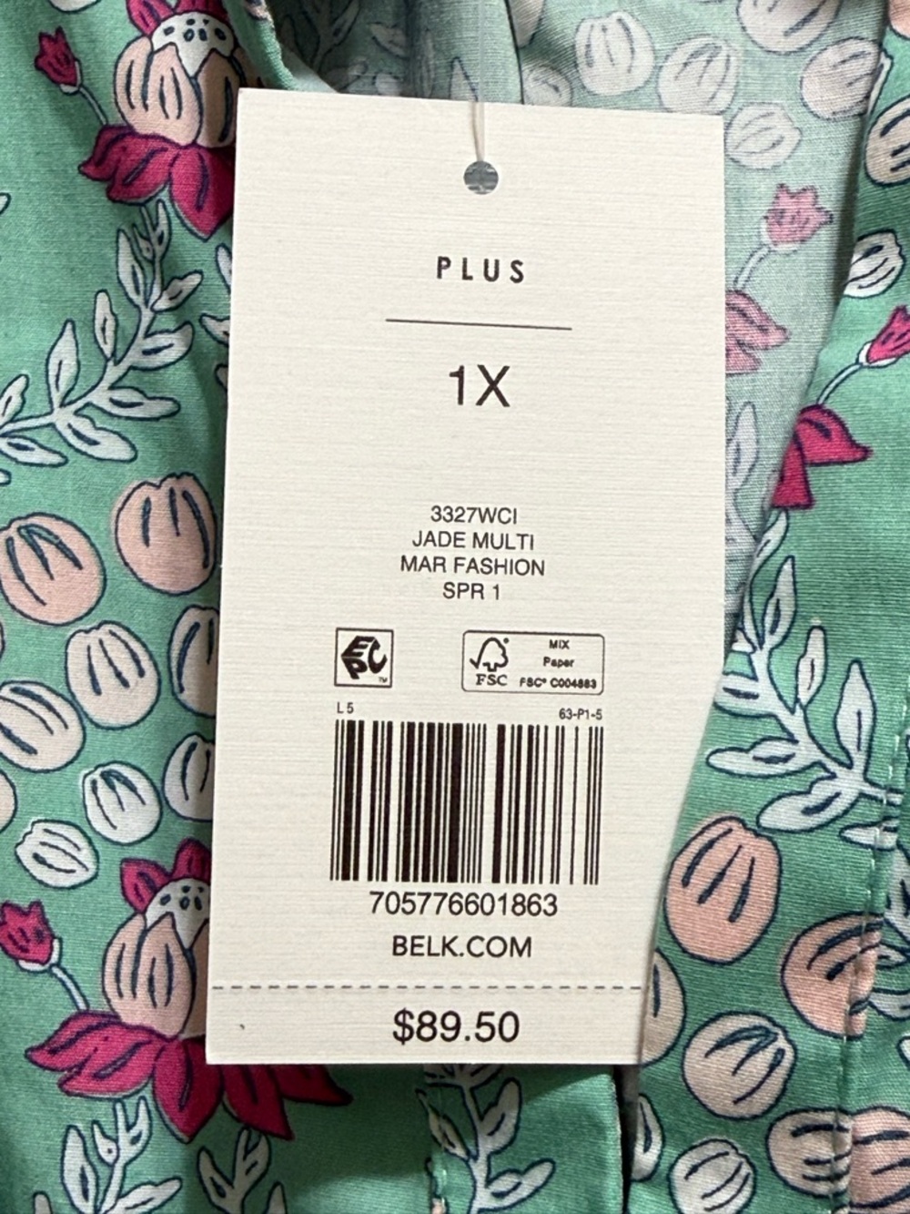 NWT crown & ivy Seafoam Green Dress with Pink Floral Print - Picture 4 of 5